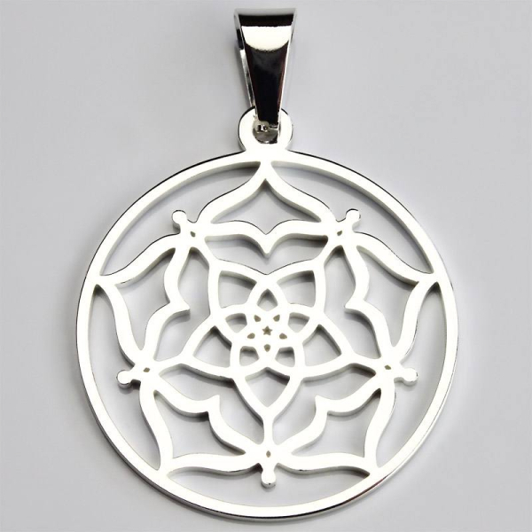 Pendentif fleur de Vénus acier inoxydable argenté Ø 30 mm