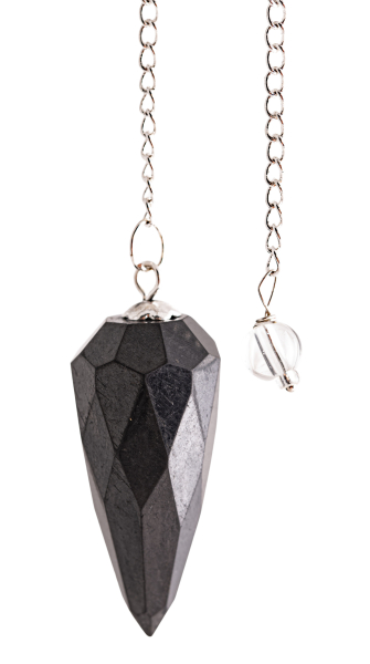 Pendule en schungite, forme goutte octogonale