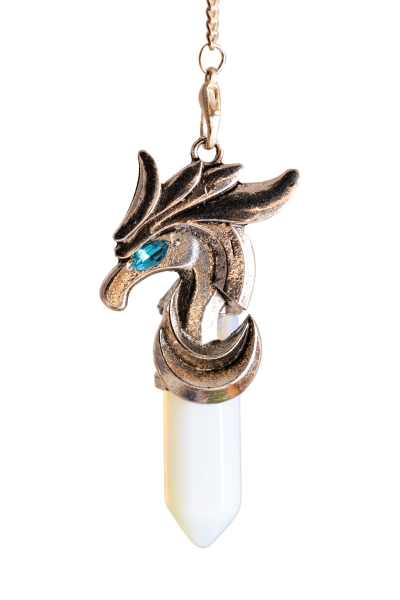 Pendule dragon, verre opalin