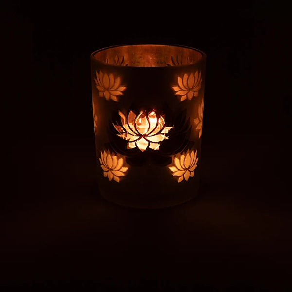 Kerzenhalter gefrostet/metallic Lotus