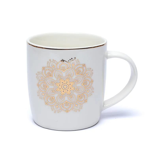 Tasse à thé avec passoire Mandala Blanc