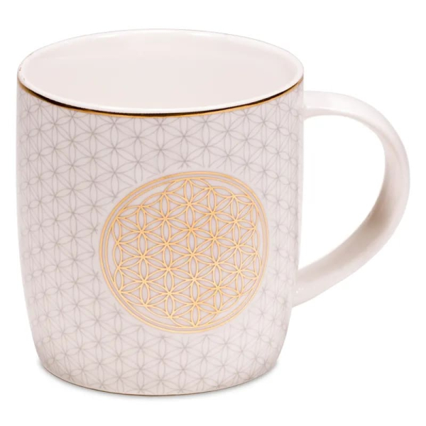 Tasse à thé avec passoire et couvercle Fleur de vie