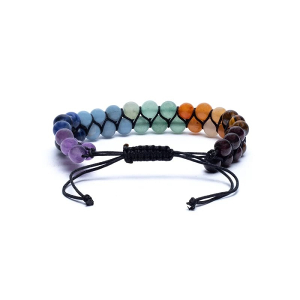 Bracelet Chakra réglable en deux rangées – 0,6 cm