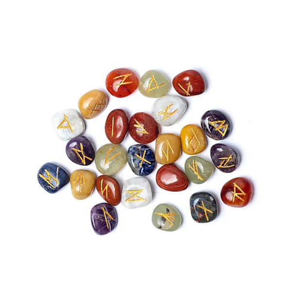 Runen Orakelset 7 Chakras in Samtbeutel