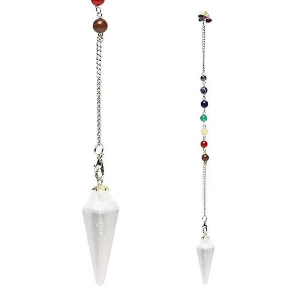 Pendel Selenit mit Facette spitz zulaufend