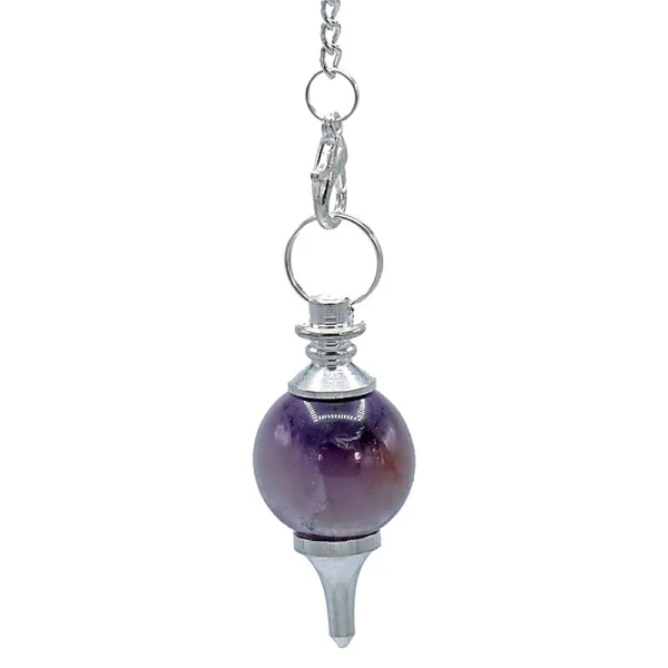 Pendule améthyste polie & métal