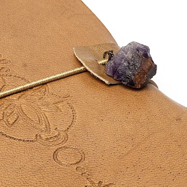 Carnet Lotus avec améthyste et couverture en similicuir