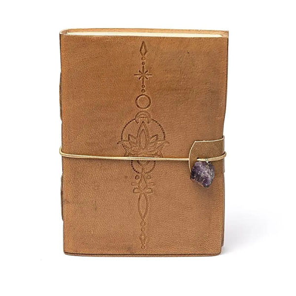 Carnet Lotus avec améthyste et couverture en similicuir