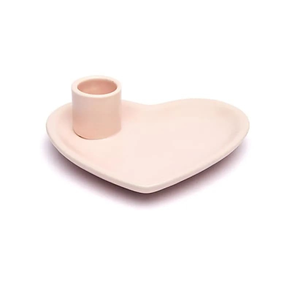 Keramik Smudgeschale und Palo Santo Halter herzförmig pastellrosa