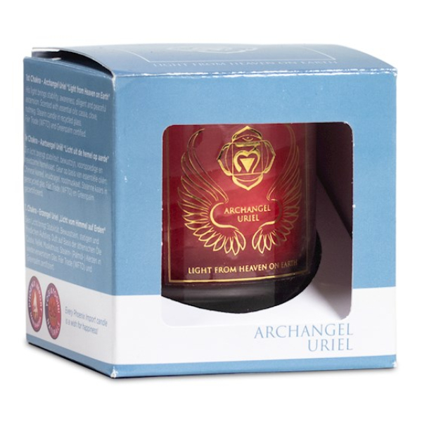 Bougie votive parfumée Archange Uriel 1er chakra FairTrade