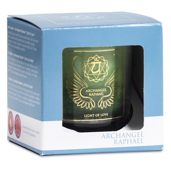Bougie votive parfumée Archange Raphael 4ème Chakra FairTrade