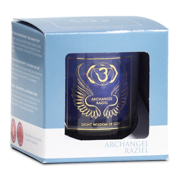 Bougie votive parfumée Archange Raziel 6ème Chakra FairTrade