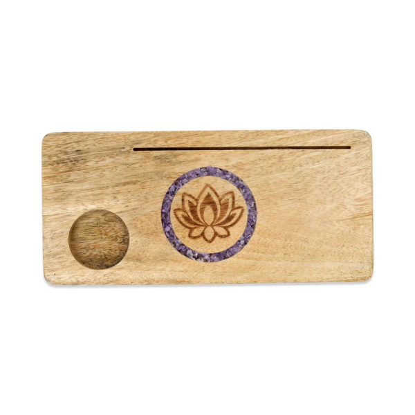 Kartenhalter Lotus Amethyst Mangoholz