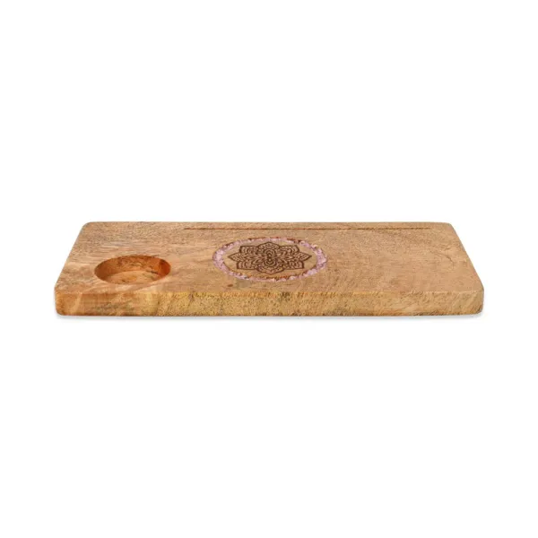 Kartenhalter Mandala Rosenquarz Mangoholz