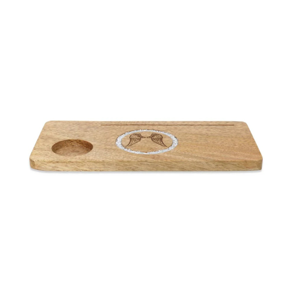 Kartenhalter Engelsflügel Angelit Mangoholz