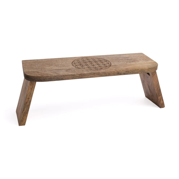 Meditationsbank Blume des Lebens Mangoholz