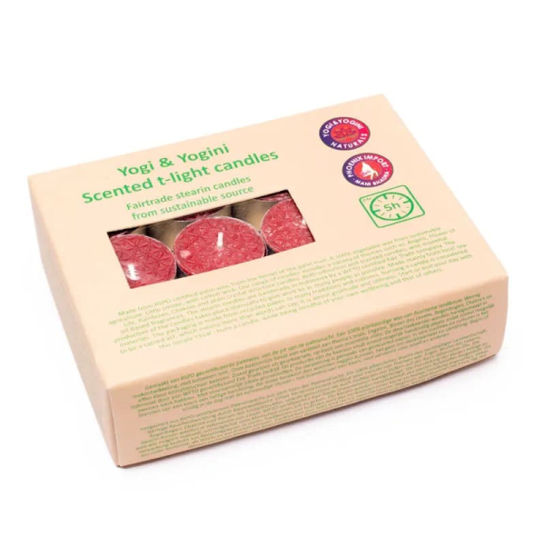 Bougies à chauffe-plat en stéarine parfumées à la rose avec gravure Fleur de vie
