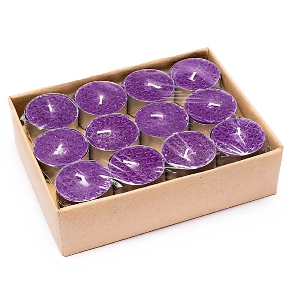 Bougies chauffe-plat stéarine parfum lavande avec gravure Fleur de vie