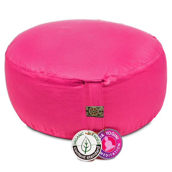 Coussin de méditation rose (rose) en coton bio