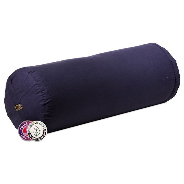 Bolster rond bleu foncé en coton bio