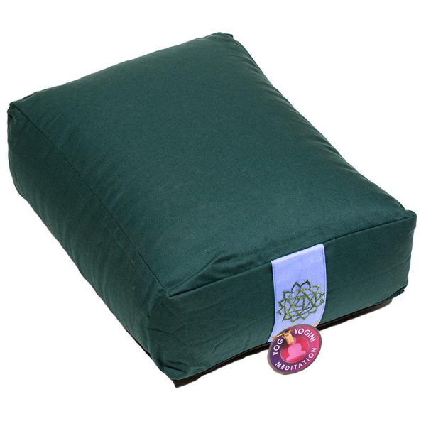 Coussin de méditation / bolster vert 4ème chakra rectangulaire