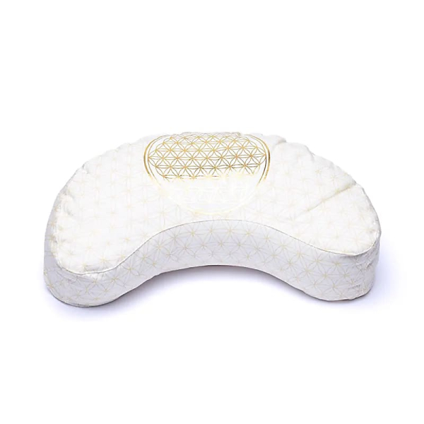Coussin de méditation Fleur de vie demi-lune Coton bio (OCS)