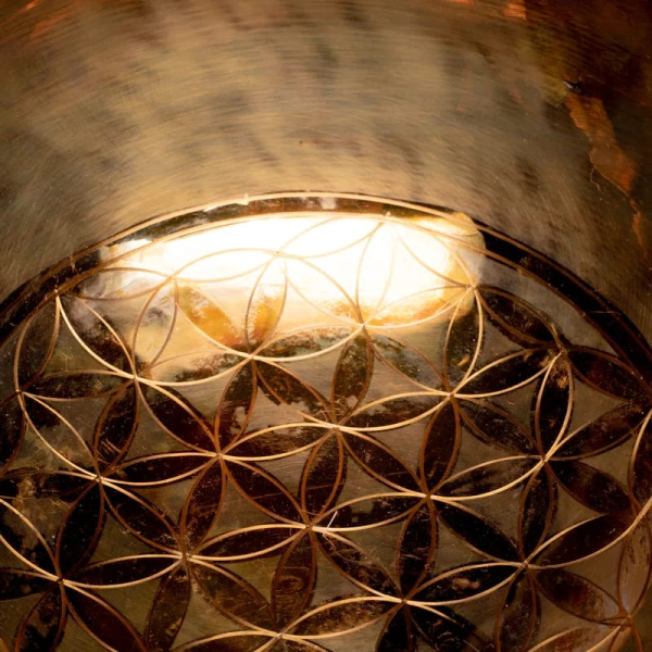 Blume des Lebens Heilende Klangschale dunkel - (Gewicht: 940g  · Durchmesser: 18 cm)