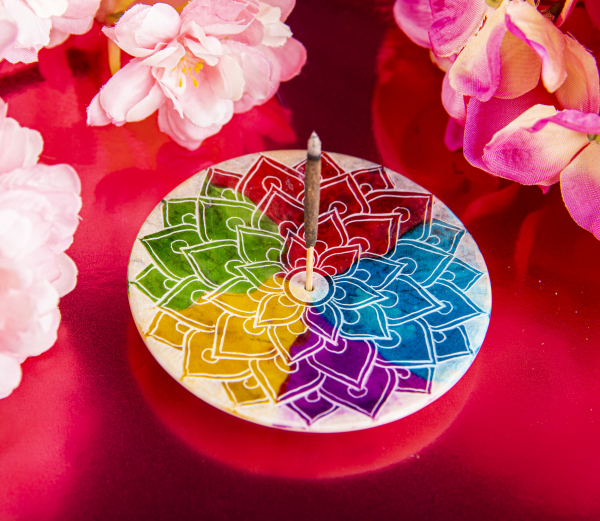 Porte-baguettes mandala arc-en-ciel