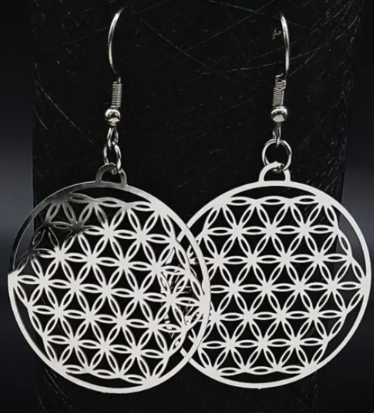 Fleur de vie, boucles d'oreilles en acier inoxydable ! !! SEULEMENT 4 pièces ! !!