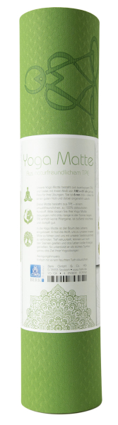 Yogamatte TPE ecofriendly - hellgrün / grau mit Baum des Lebens