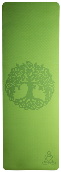 Tapis de yoga TPE ecofriendly - vert clair / gris avec arbre de vie - Kopie