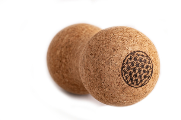 Duoball de fascia en liège avec fleur de vie