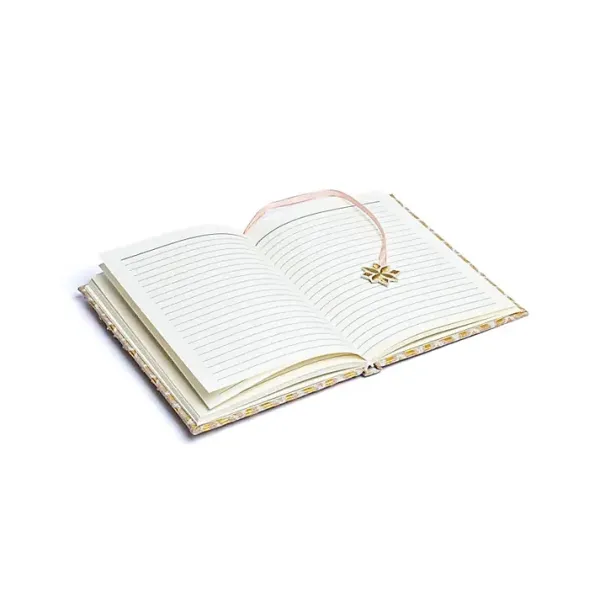 Notizbuch Samt beige/gold mit Blume des Lebens