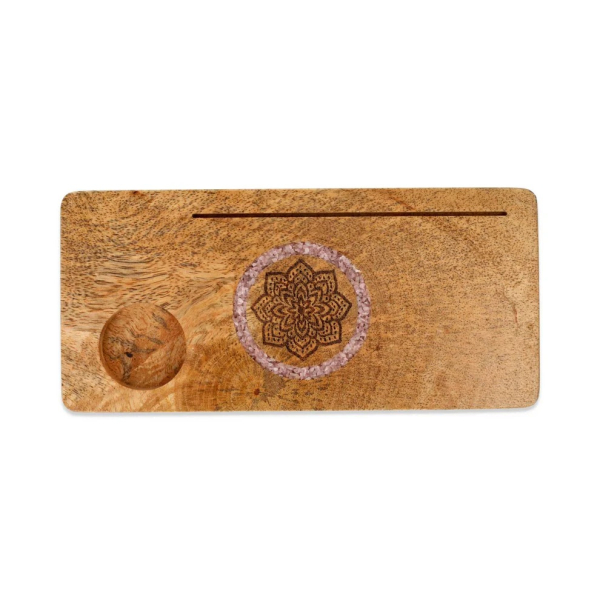 Kartenhalter Mandala Rosenquarz Mangoholz