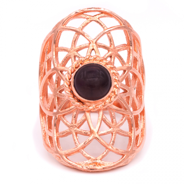 Bague fleur de vie améthyste cuivré