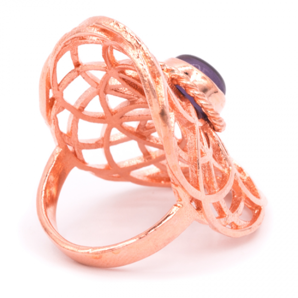 Bague fleur de vie améthyste cuivré