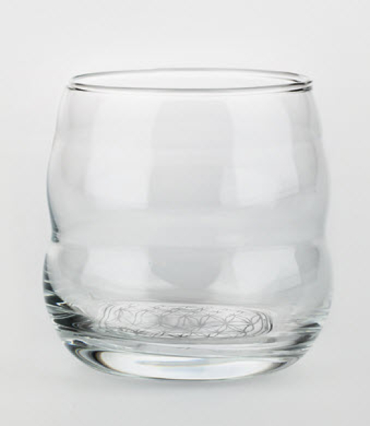 Vitalwasser-Trinkglas Mythos mit Blume des Lebens Weiss